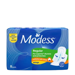 MODESS REG. COTTON W/WINGS GET 2'S LONG PADS