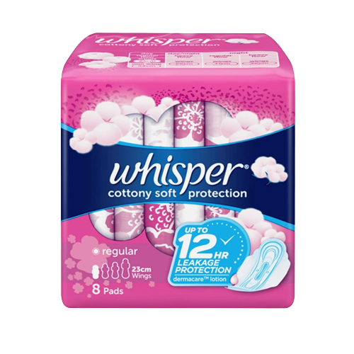 WHISPER COTTON CLEAN REG FLOW WINGS 8S
