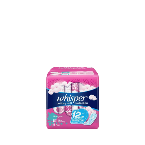 WHISPER COTTON CLEAN REG FLOW NON-WINGS 8S