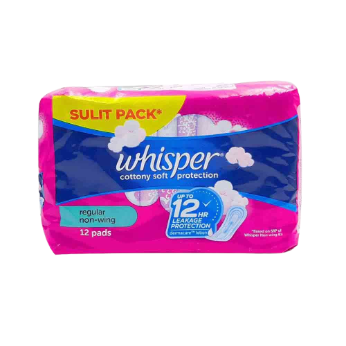 WHISPER COTTON CLEAN REG FLOW NON-WINGS 12S