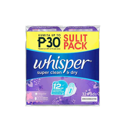 WHISPER SUPER CLEAN & DRY REG WING 32S